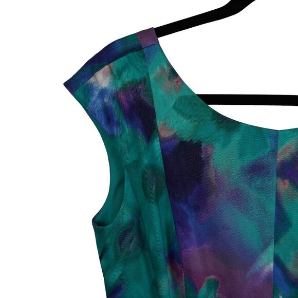 EUC Eliza J Silk Fit and Flare Dress Pleated Sleeveless Sz10 - Picture 4 of 7